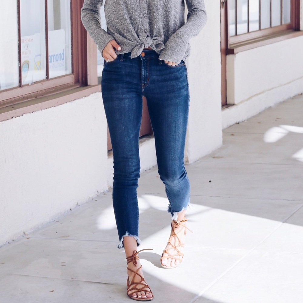 Abercrombie skinny jeans with distressed hem